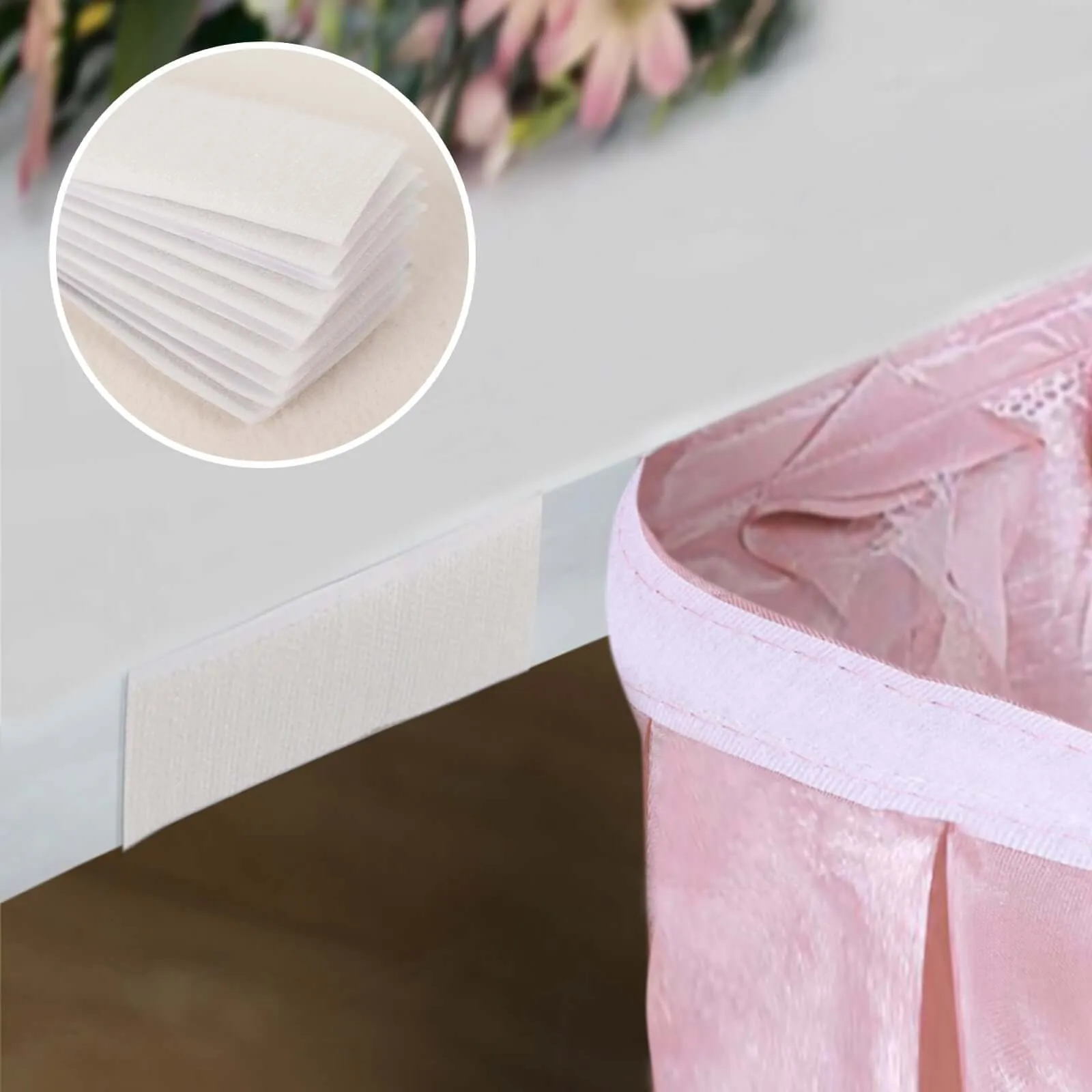 10 Pack White DIY Table Skirt Velcro Tapes, Double-Sided Waterproof Mounting Tape 1.4"x4.5"