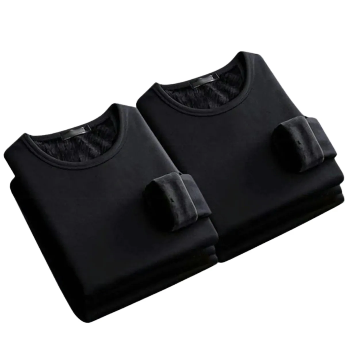 2Pcs Men's Long-sleeved Winter Thermal Velvet Padded Shirt