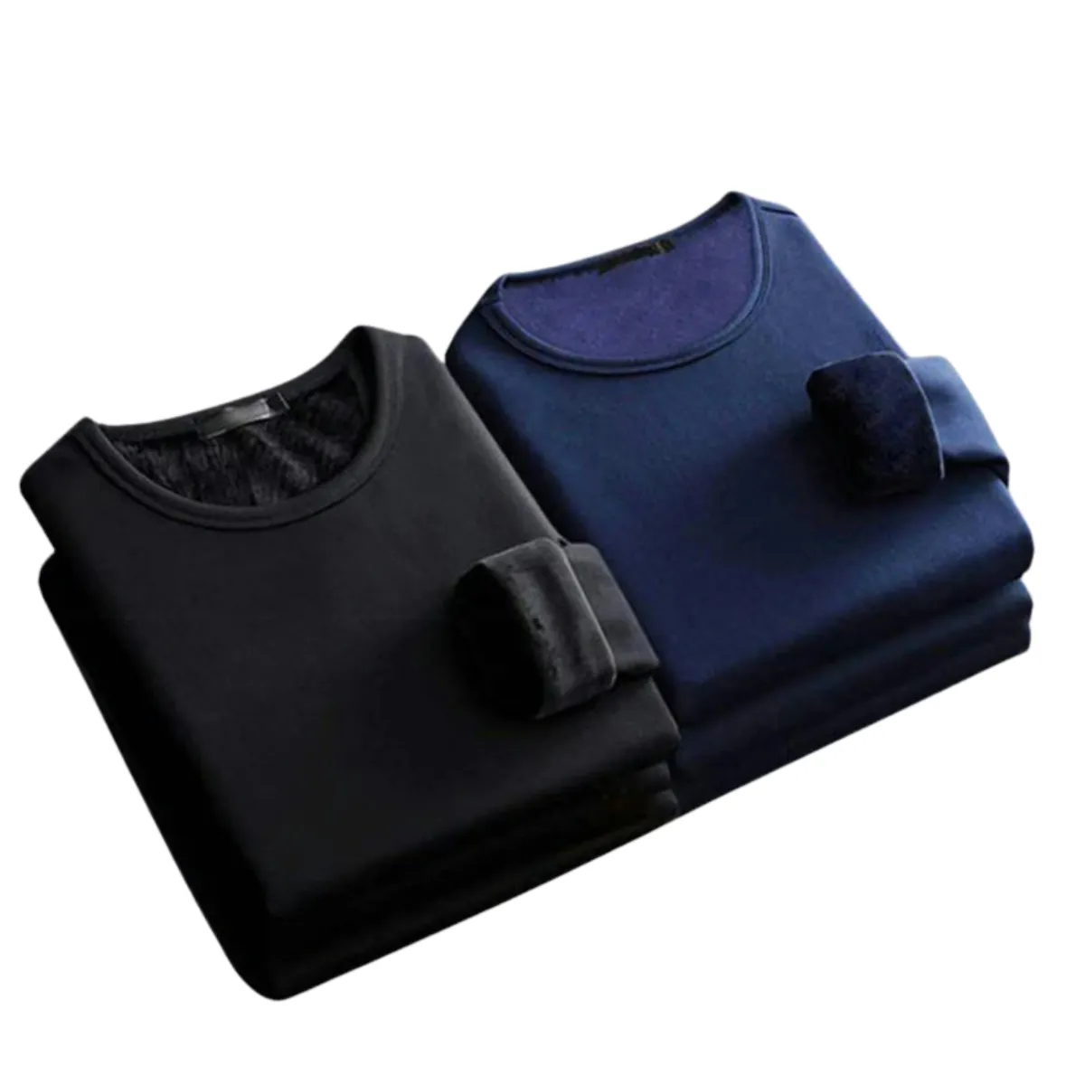 2Pcs Men's Long-sleeved Winter Thermal Velvet Padded Shirt