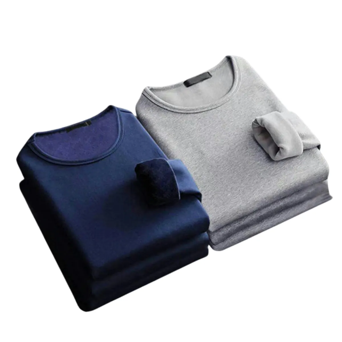 2Pcs Men's Long-sleeved Winter Thermal Velvet Padded Shirt