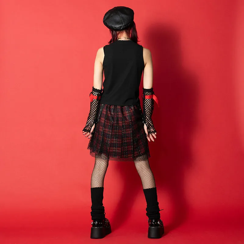 ACDC RAG & Gloomy Bear dark mesh skirt