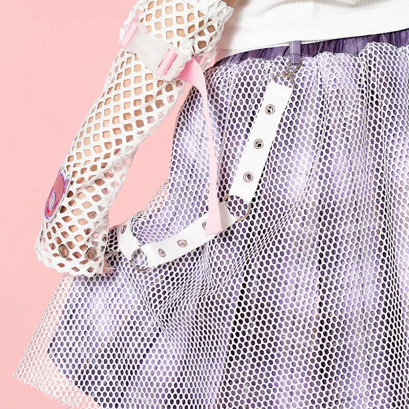 ACDC RAG & Gloomy Bear pastel mesh skirt