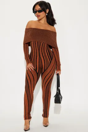 Alyssa Sweater Jumpsuit - Rust/combo