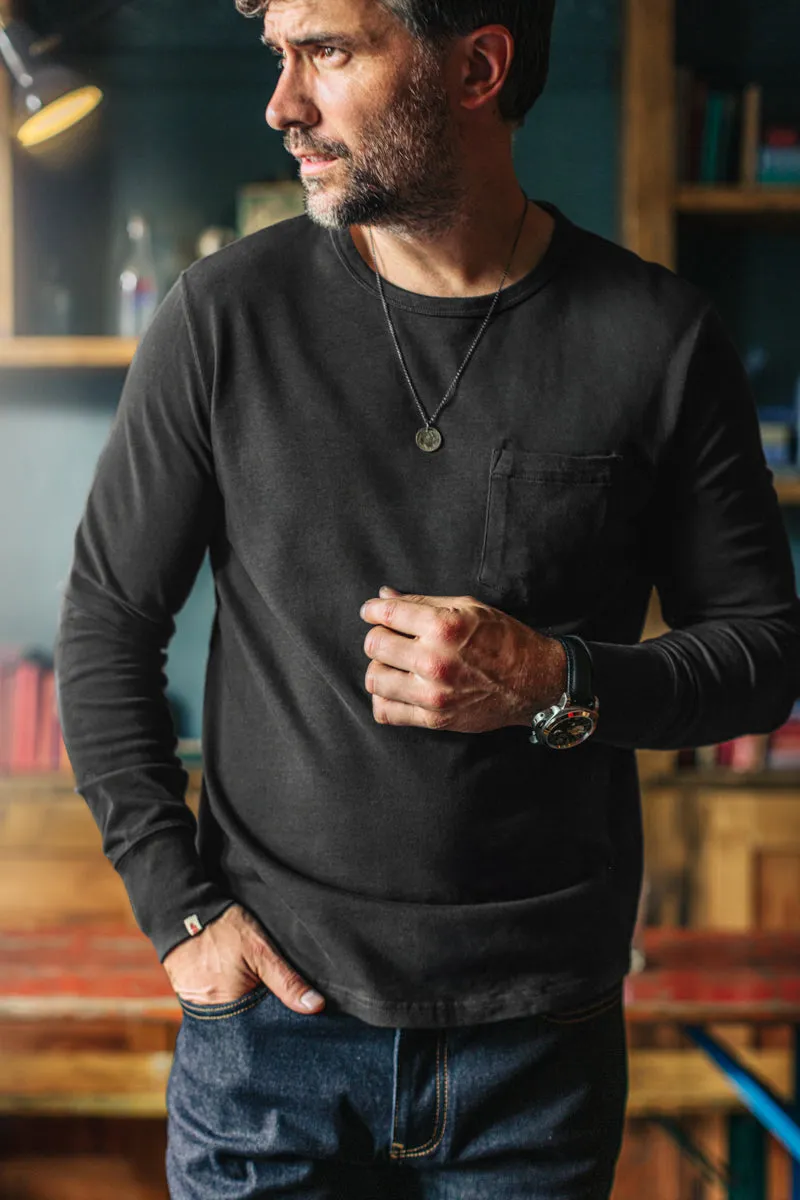 &SONS Boxer Pocket Long Sleeve T-Shirt Pirate Black