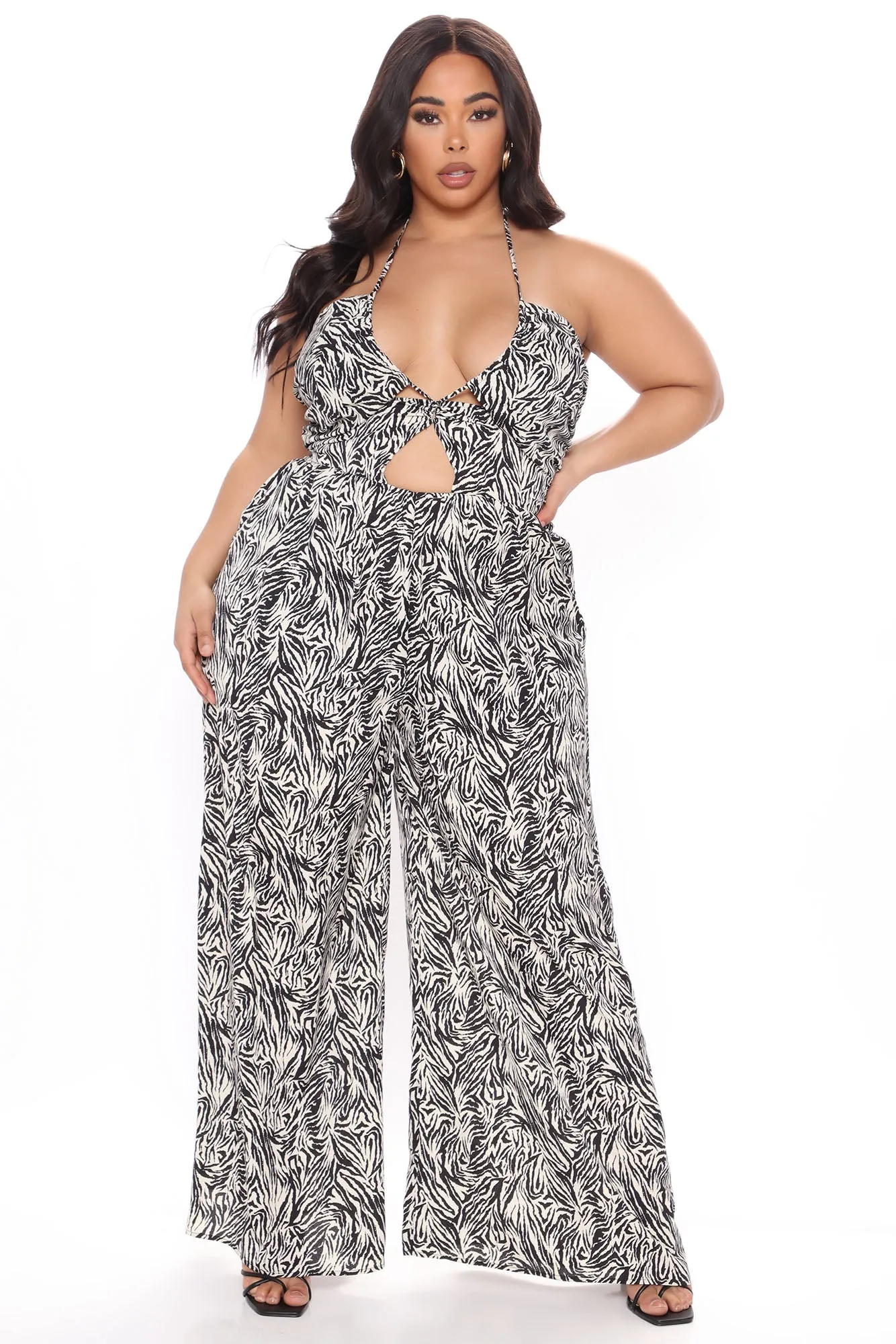 Animal Behavior Sleeveless Jumpsuit - Black/White