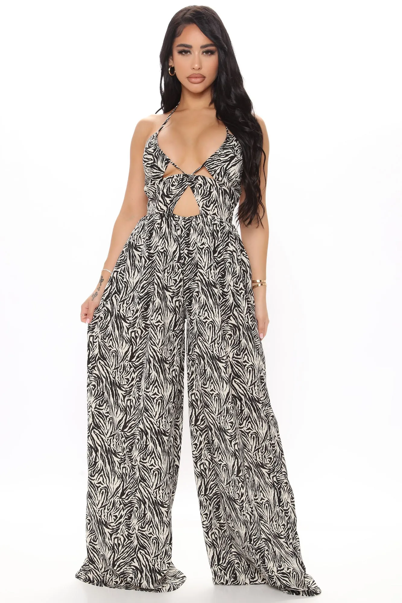 Animal Behavior Sleeveless Jumpsuit - Black/White