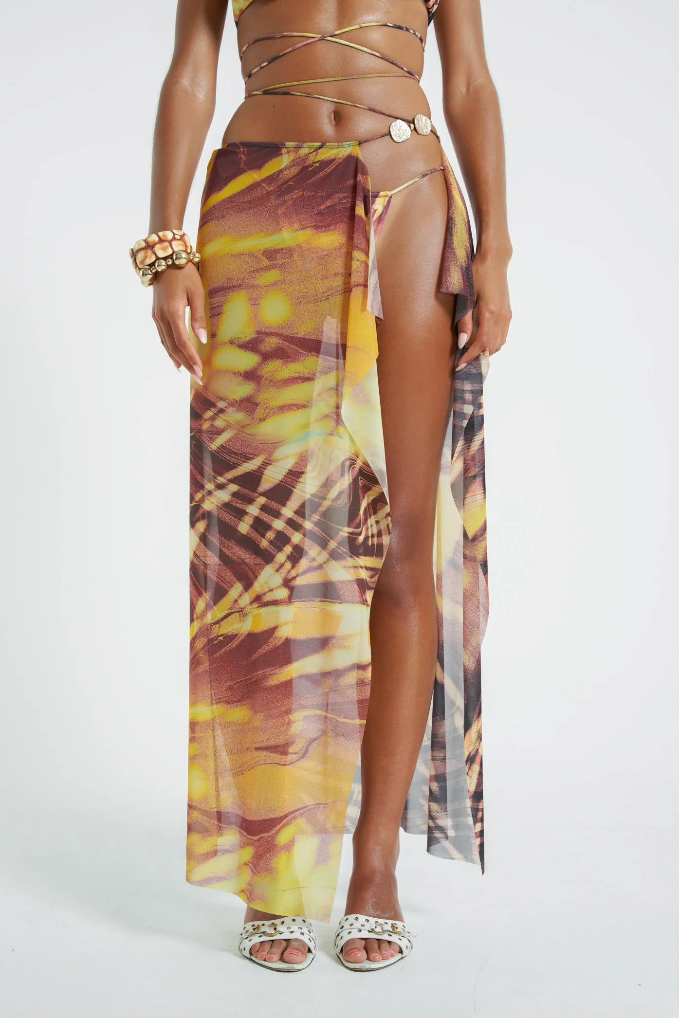 Aphrodite Wrap Around Mesh Maxi Skirt