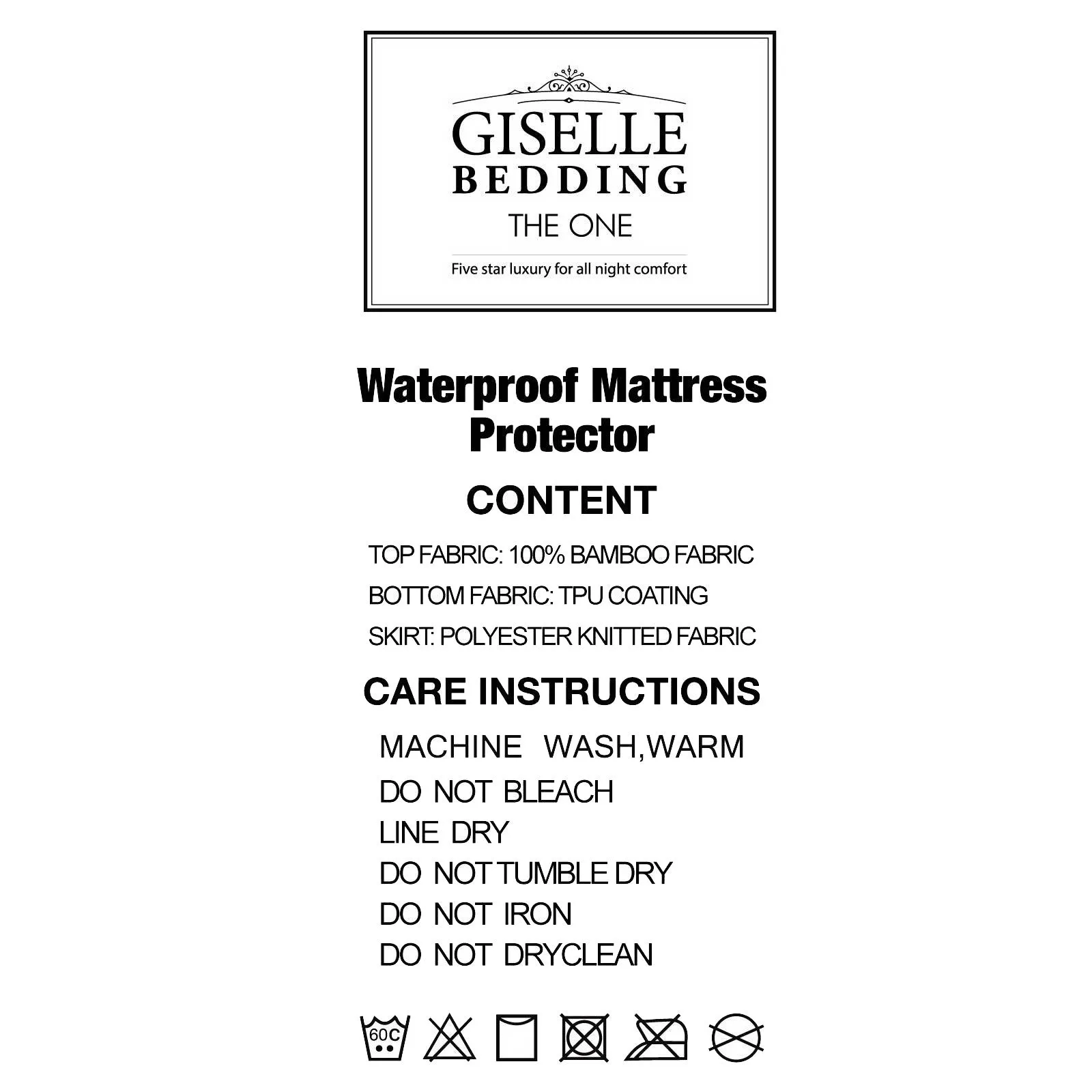 Bamboo Waterproof Mattress Protector King - Breathable & Antibacterial - Giselle Bedding