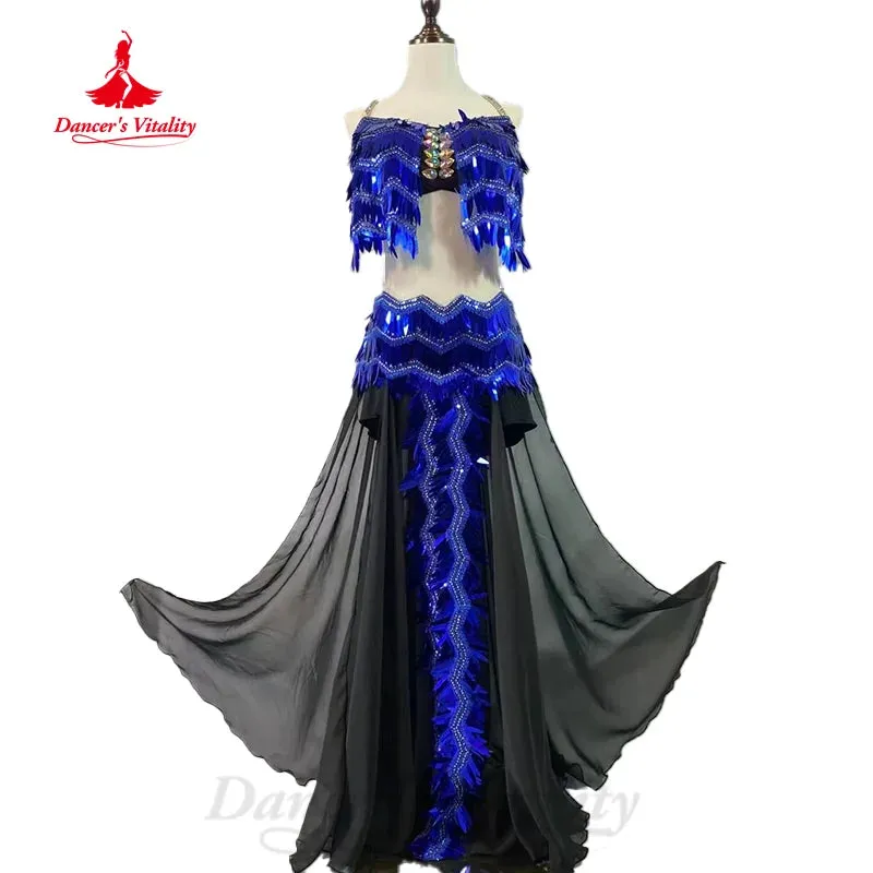 Belly Dance Clothing Women's Customized Senior AB Stones Sequins Suit Oriental Belly Dancing Professional Performance Outfit