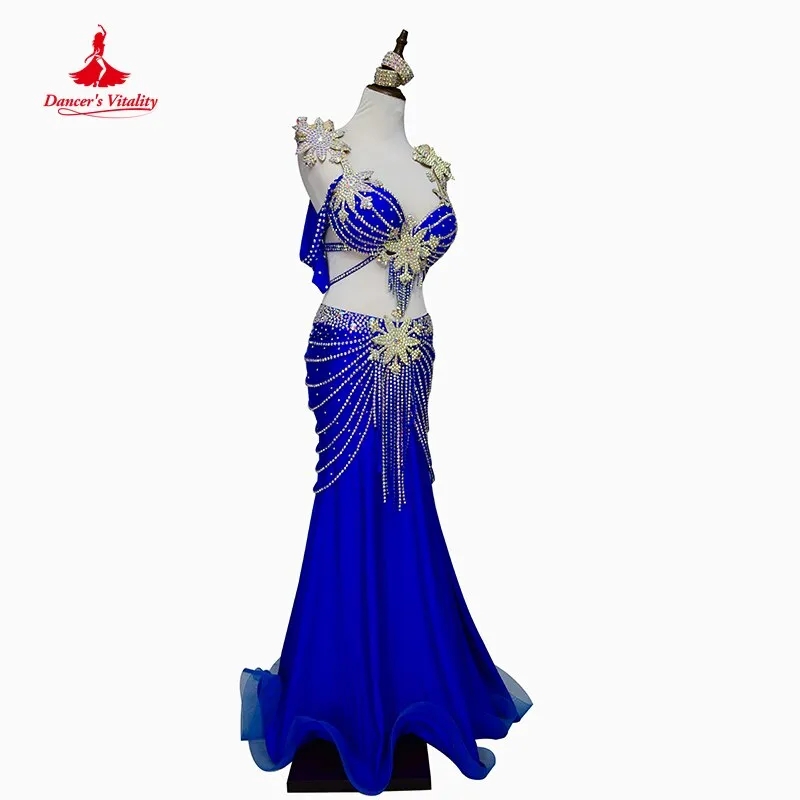 Belly Dance Competition Costume Suit Cstuomzied Adult Child Bra skirt arm Accessories 4pcs for Women Oriental Belly Dance Wear