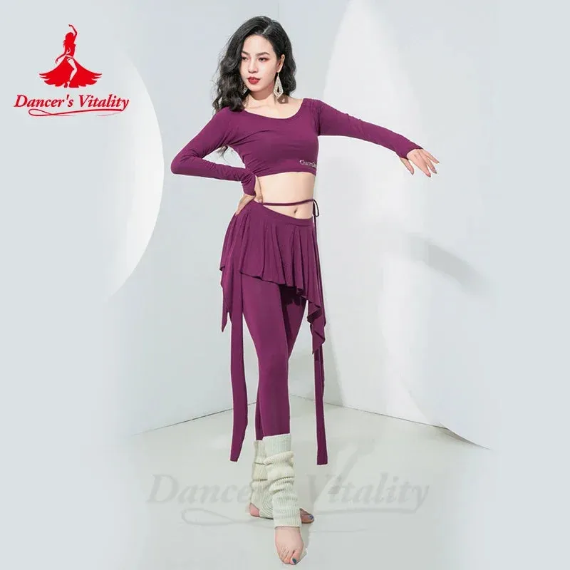 Belly Dance Costume Set for Women Autumn/Winter New Training Suit Long Sleeve Set Woodell Step Trouser Belly Dancing Outfit