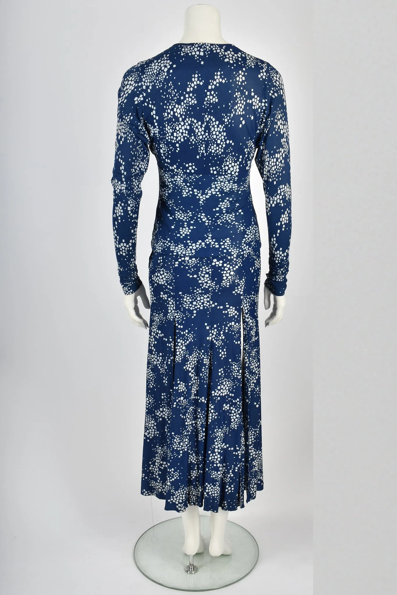 BIBA blue patterned top and skirt set