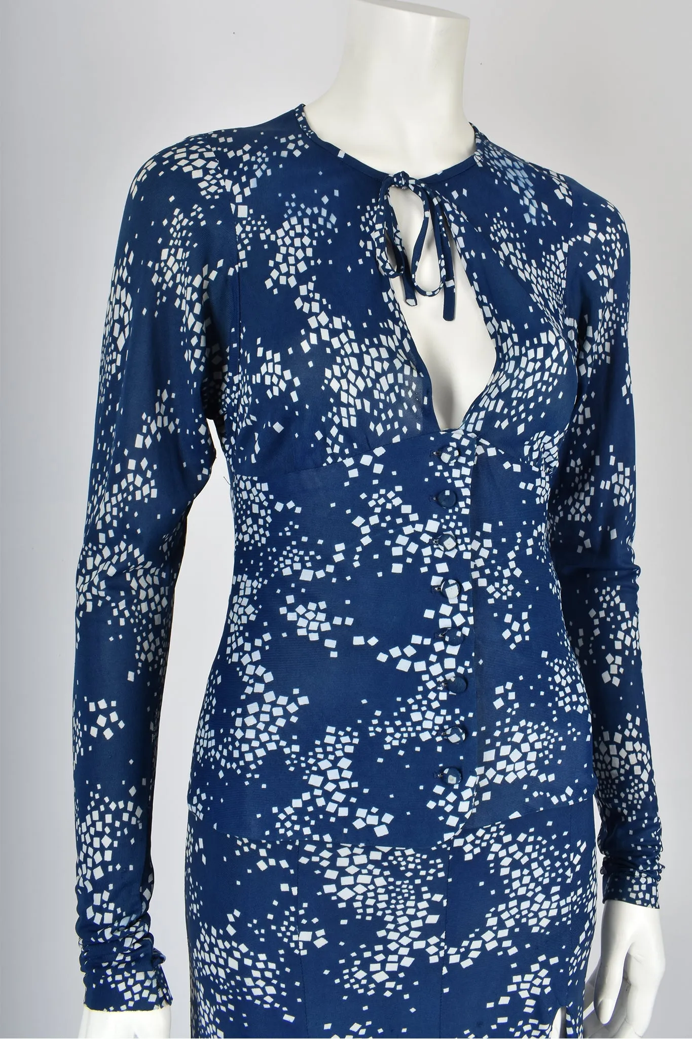 BIBA blue patterned top and skirt set