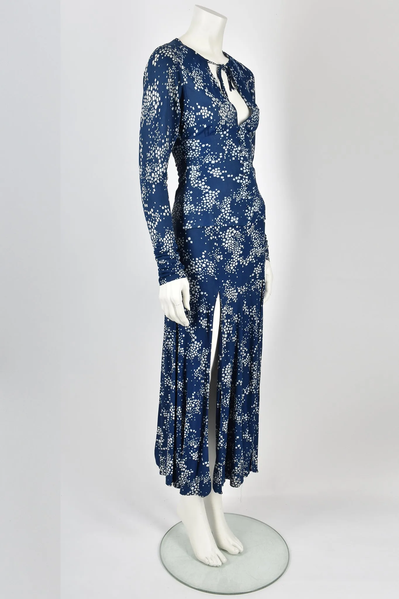 BIBA blue patterned top and skirt set