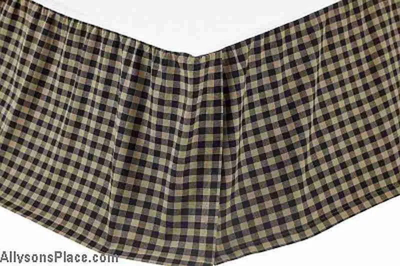 Black Check King Bed Skirt 78x80x16