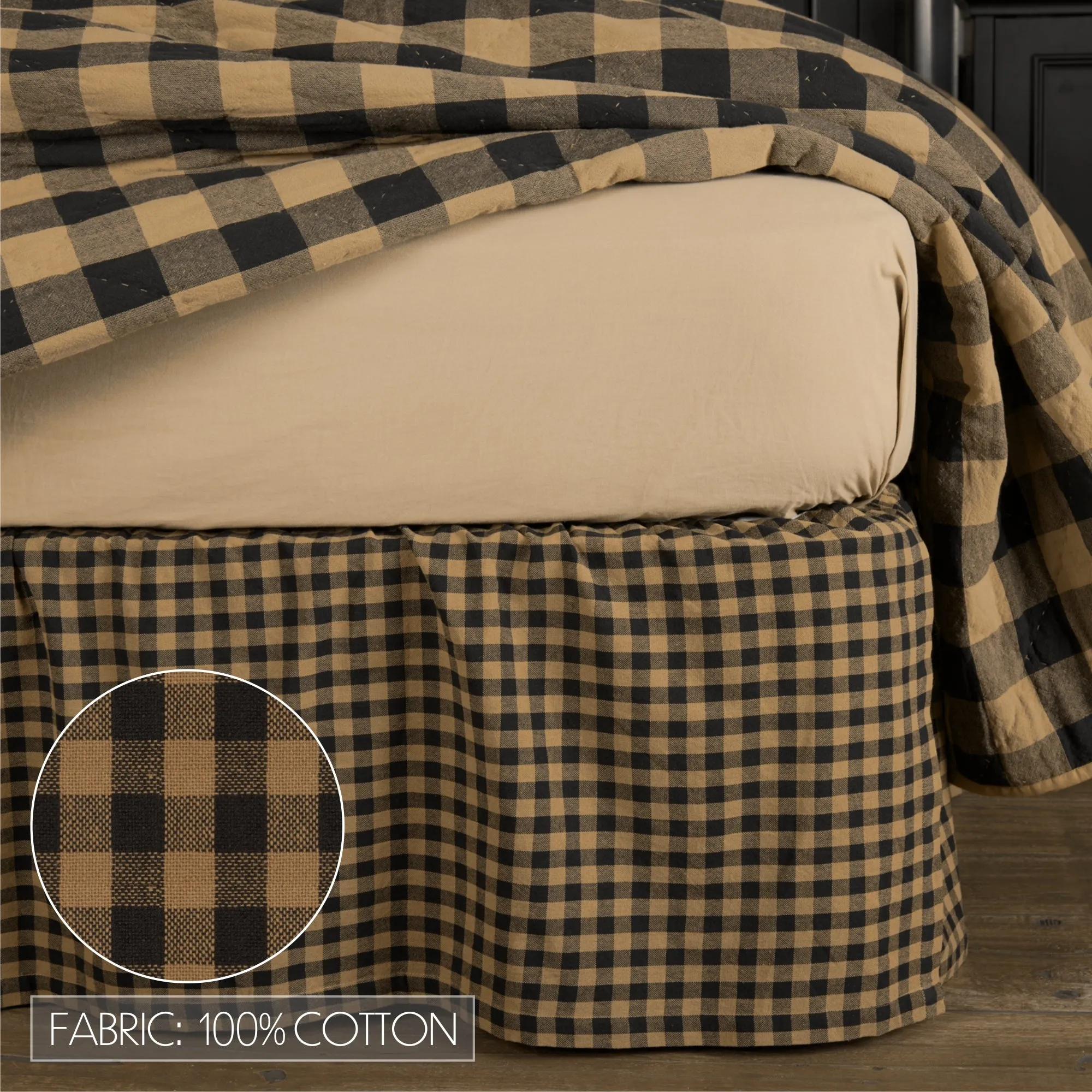 Black Check King Bed Skirt 78x80x16