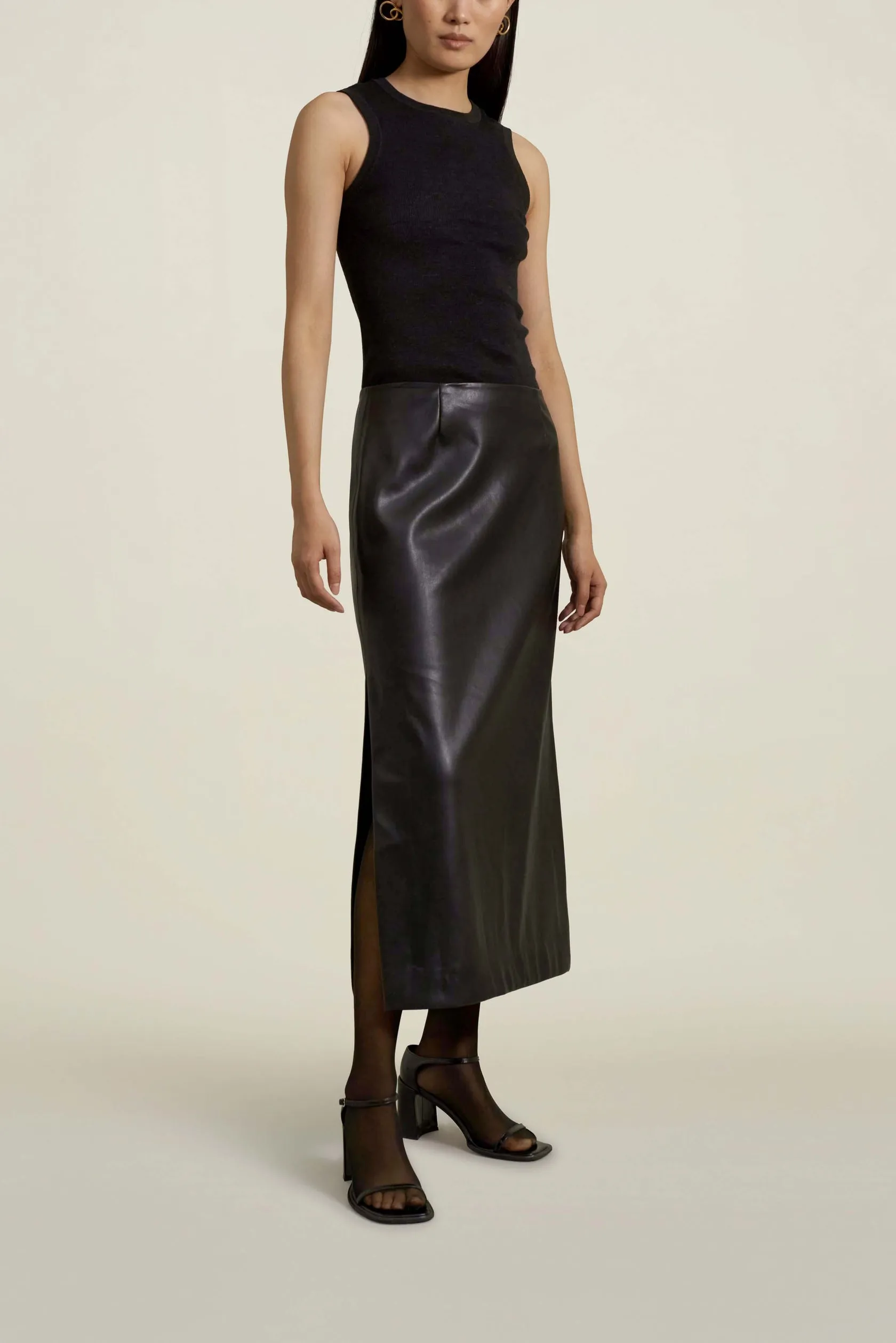 Black Faux Leather Forsyth Pencil Skirt