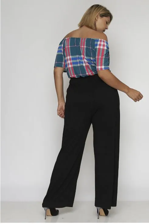 Black Plaid Plus Size Jumpsuit