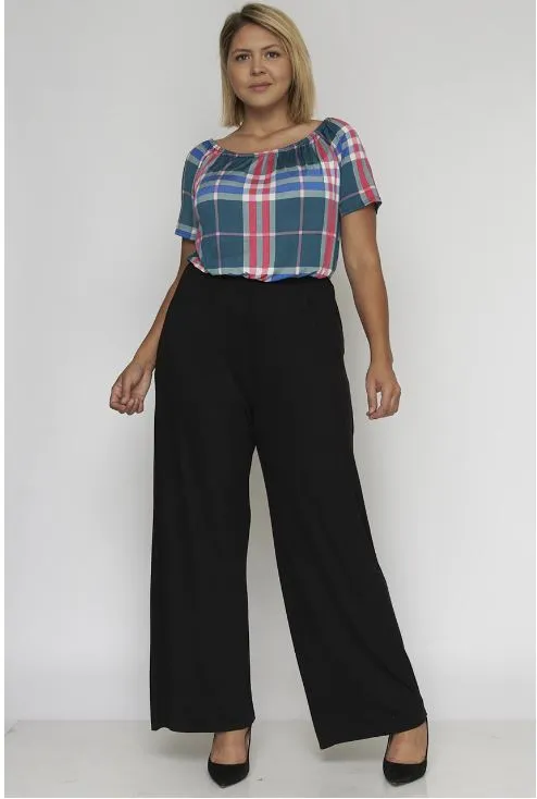 Black Plaid Plus Size Jumpsuit