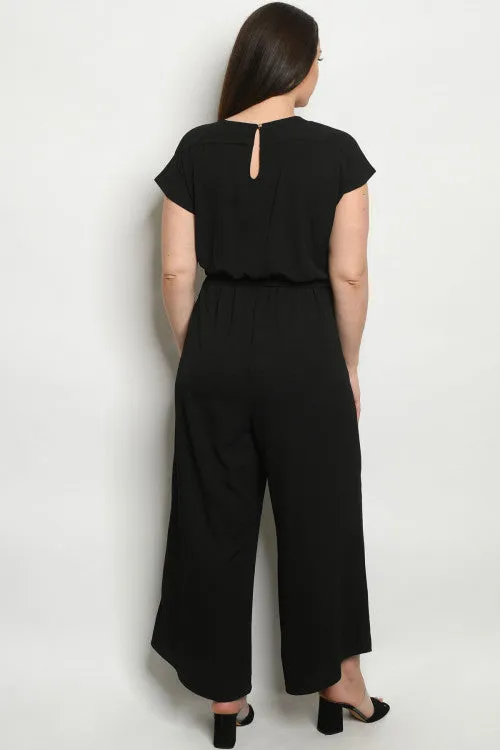 Black Plus Size Short Sleeve Jumpsuit