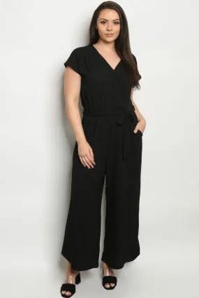 Black Plus Size Short Sleeve Jumpsuit