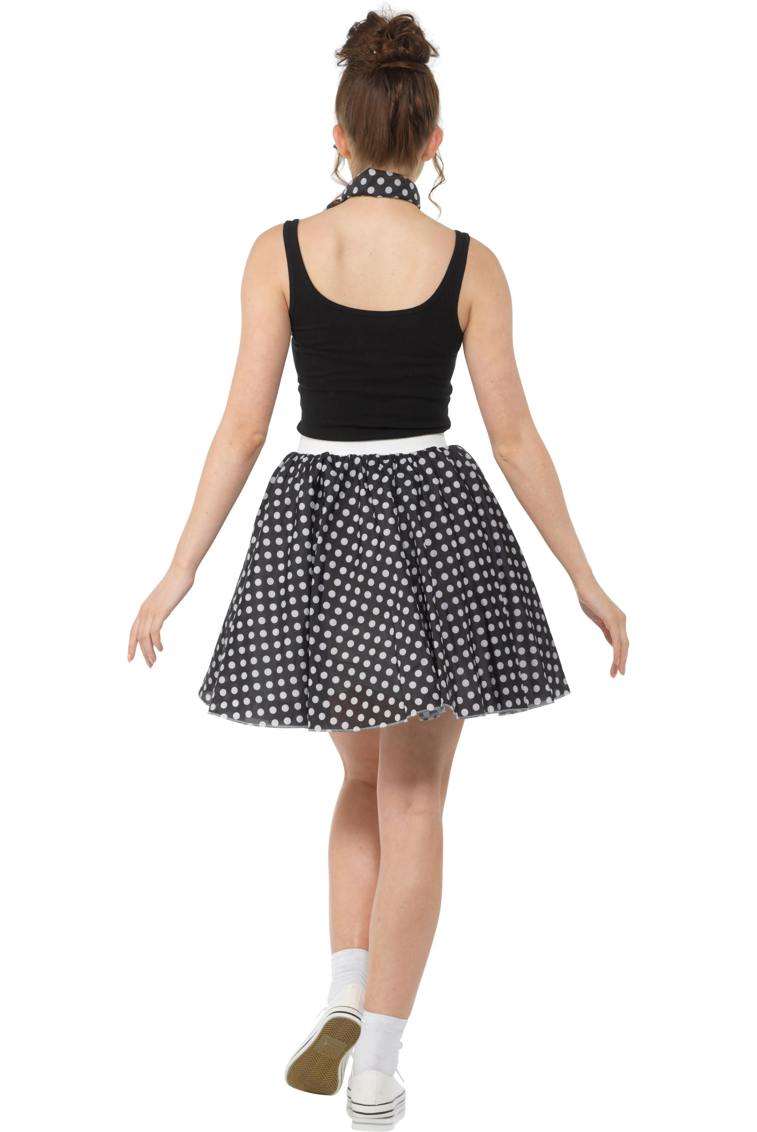 Black Rockabilly Polka Dot Skirt   Neck Scarf - Buy Online Only