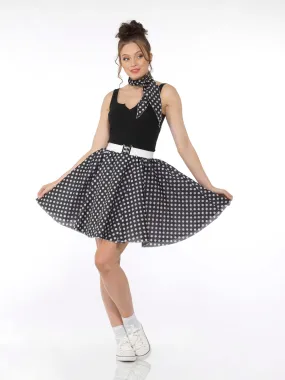 Black Rockabilly Polka Dot Skirt   Neck Scarf - Buy Online Only