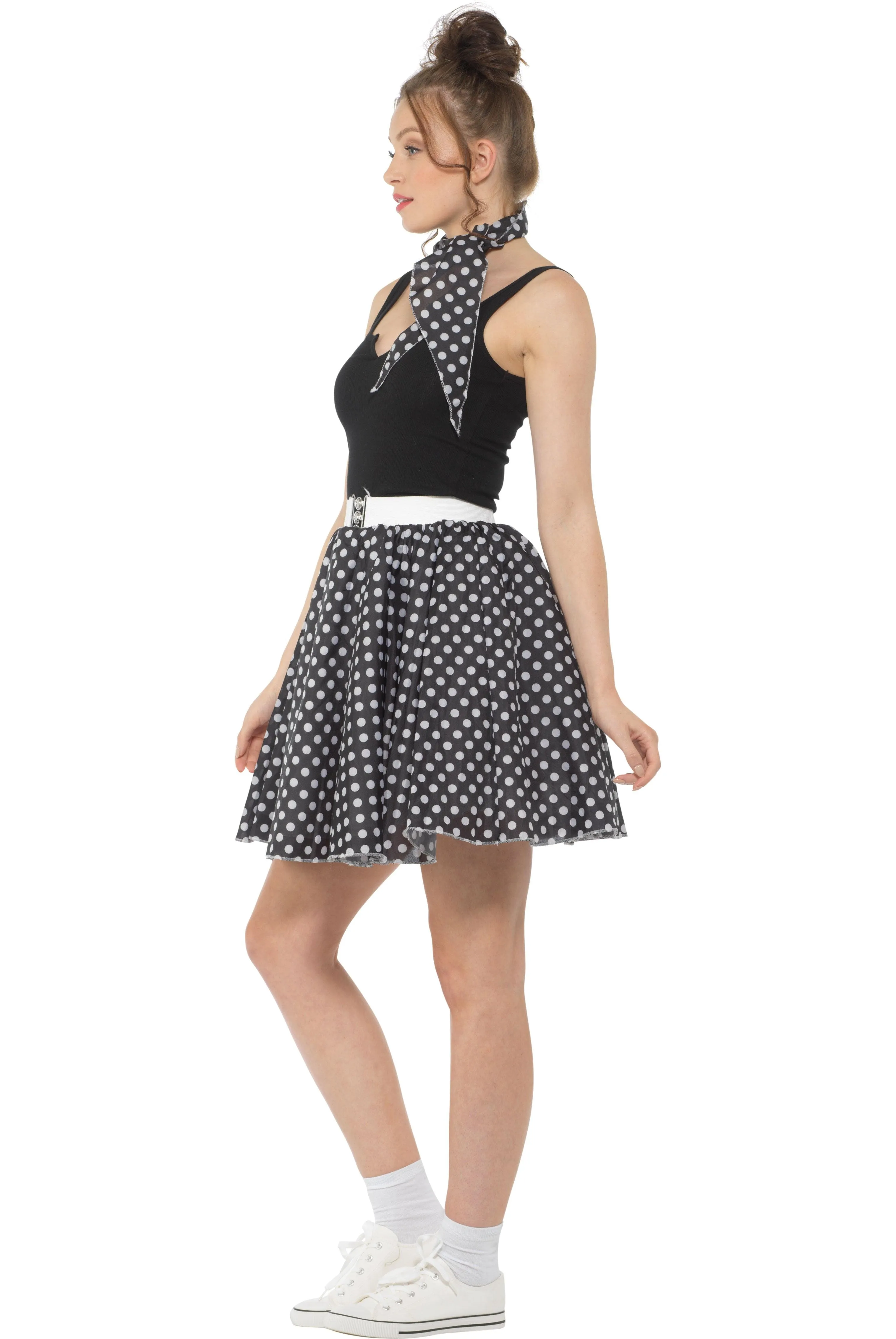 Black Rockabilly Polka Dot Skirt   Neck Scarf - Buy Online Only