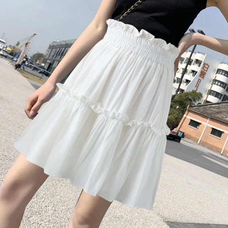 Black/white skirt, new style, fashion, pleated, A-line high waisted skirt, puffy skirt  3612