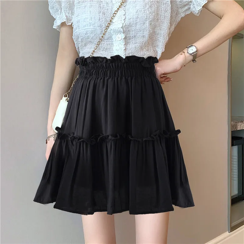 Black/white skirt, new style, fashion, pleated, A-line high waisted skirt, puffy skirt  3612