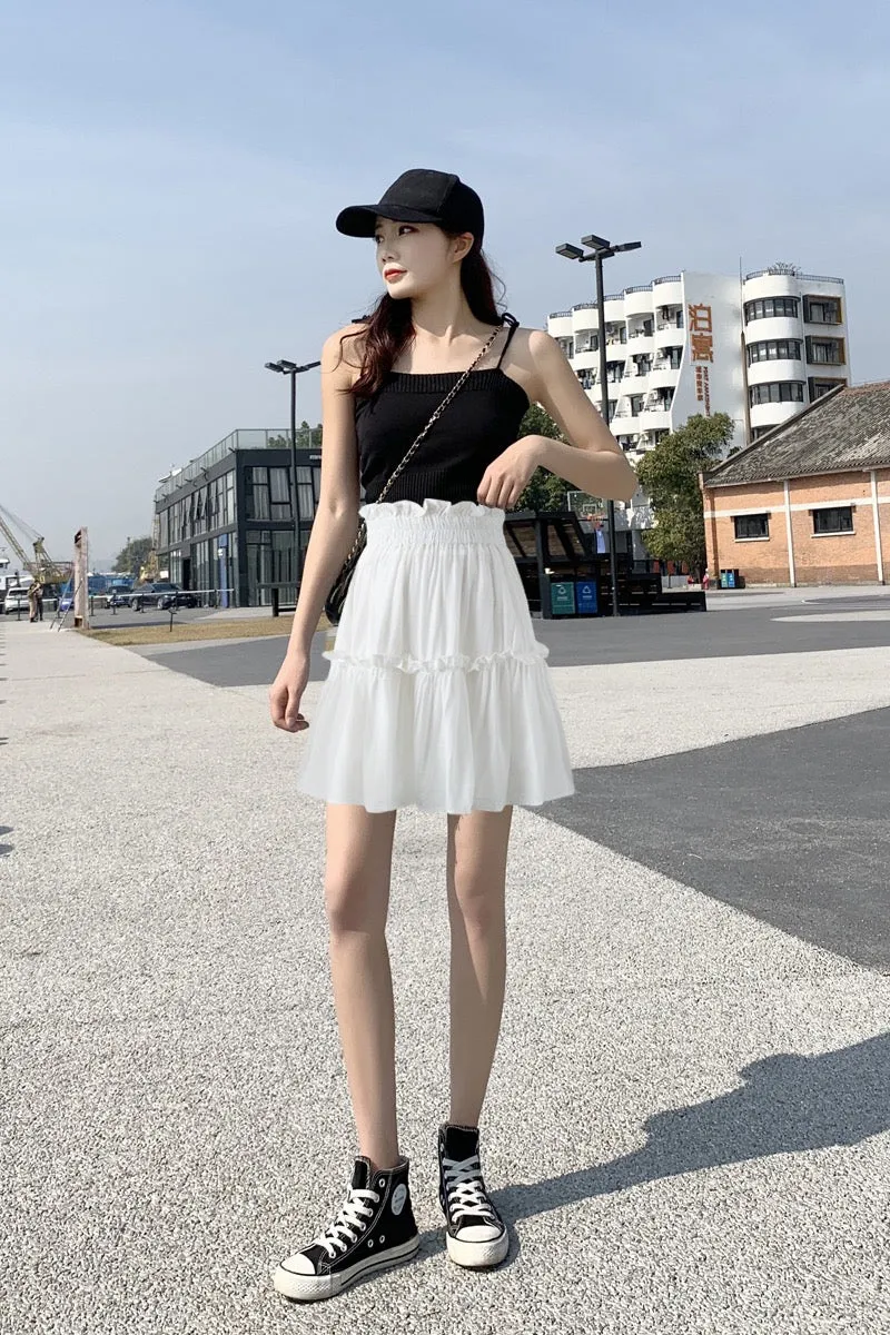 Black/white skirt, new style, fashion, pleated, A-line high waisted skirt, puffy skirt  3612