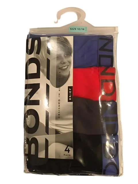 Bonds Boys Brief 3 Pack - Blue/Red/Charcoal/Black