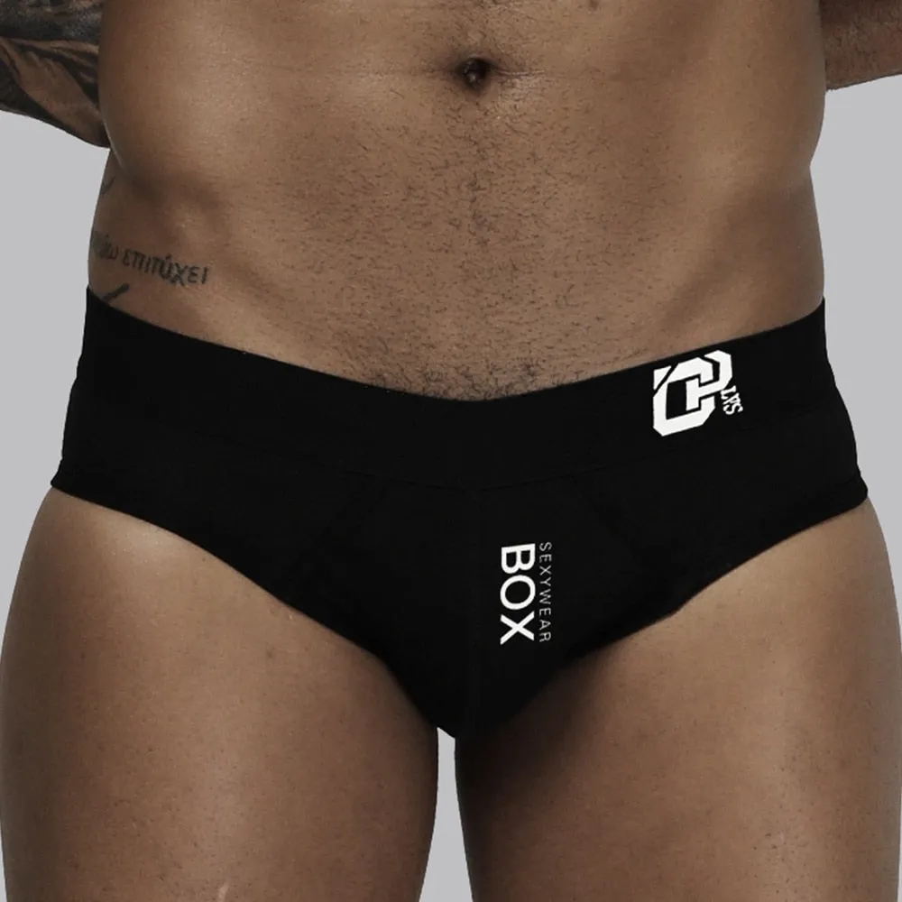 Box Letter Printed Solid Brief Underwear