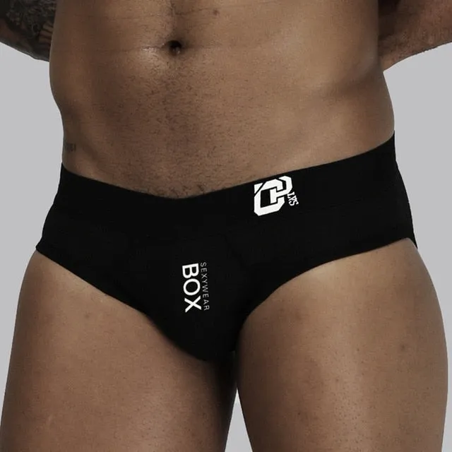 Box Letter Printed Solid Brief Underwear