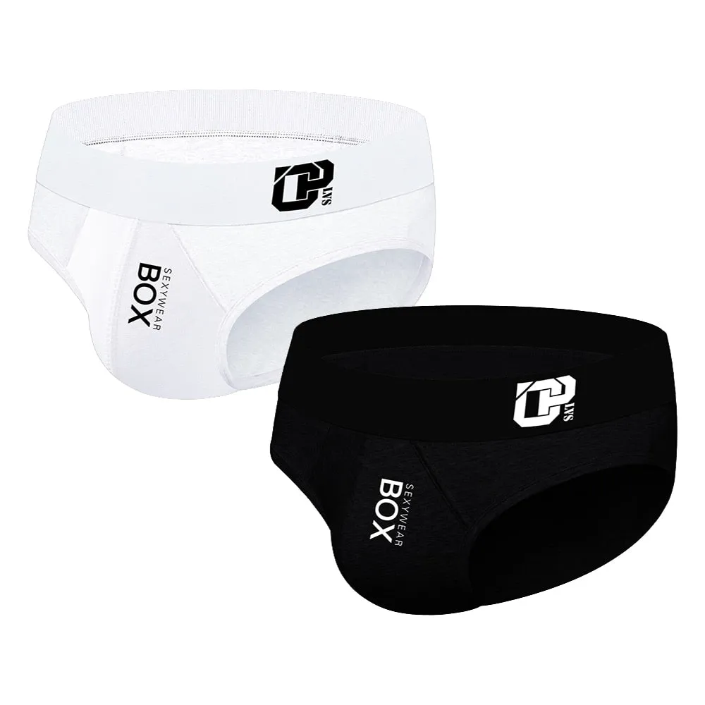 Box Letter Printed Solid Brief Underwear