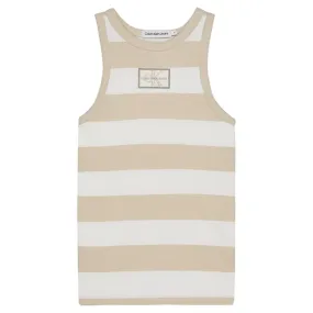 Calvin Klein Rib Tank Top Bright White/Classic Beige