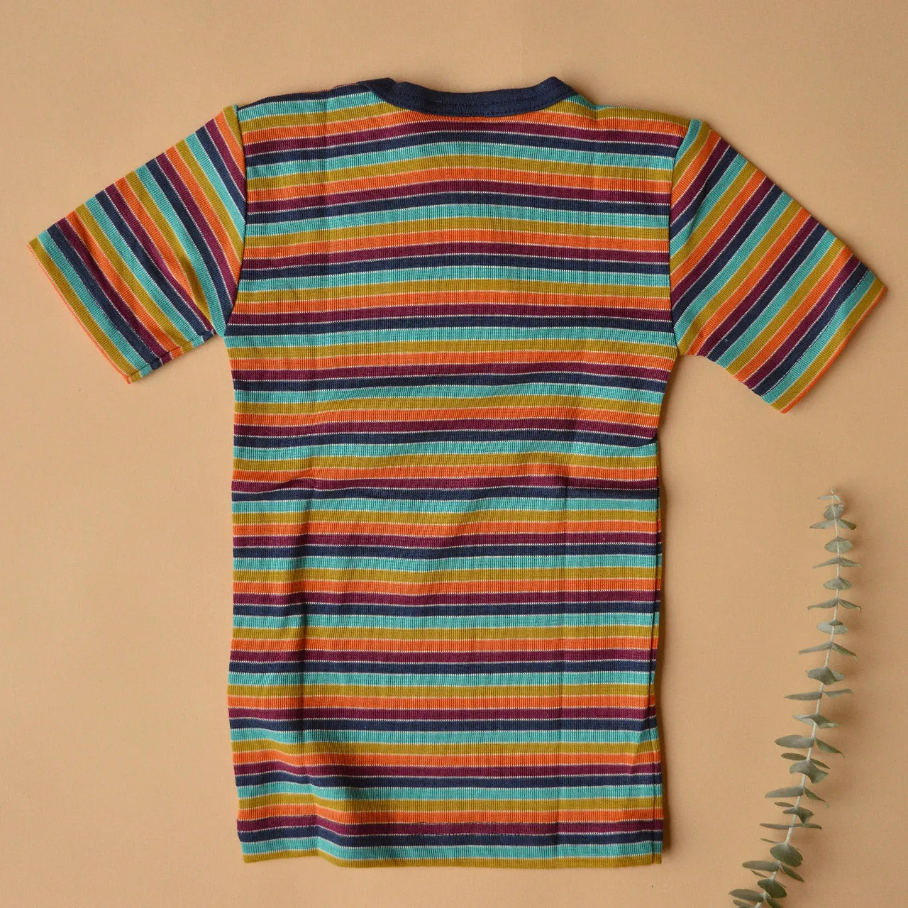 Child's Merino/Silk T-Shirt - Retro Rainbow Stripes (1-16y)