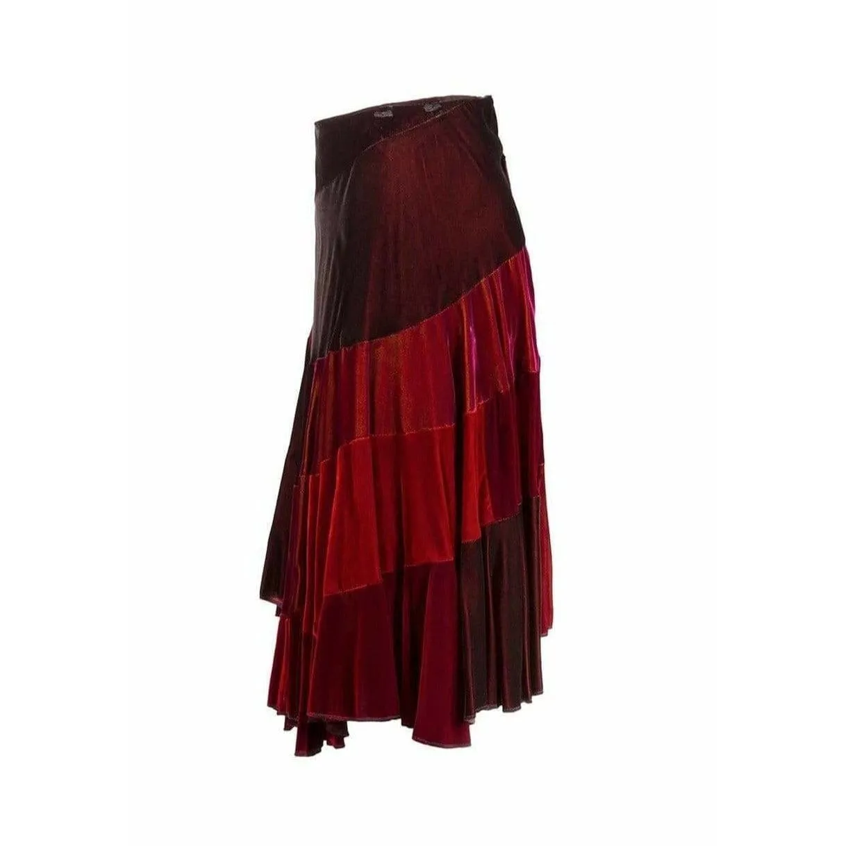 Comme des Garçons Red Velvet Asymmetric Patchwork Skirt