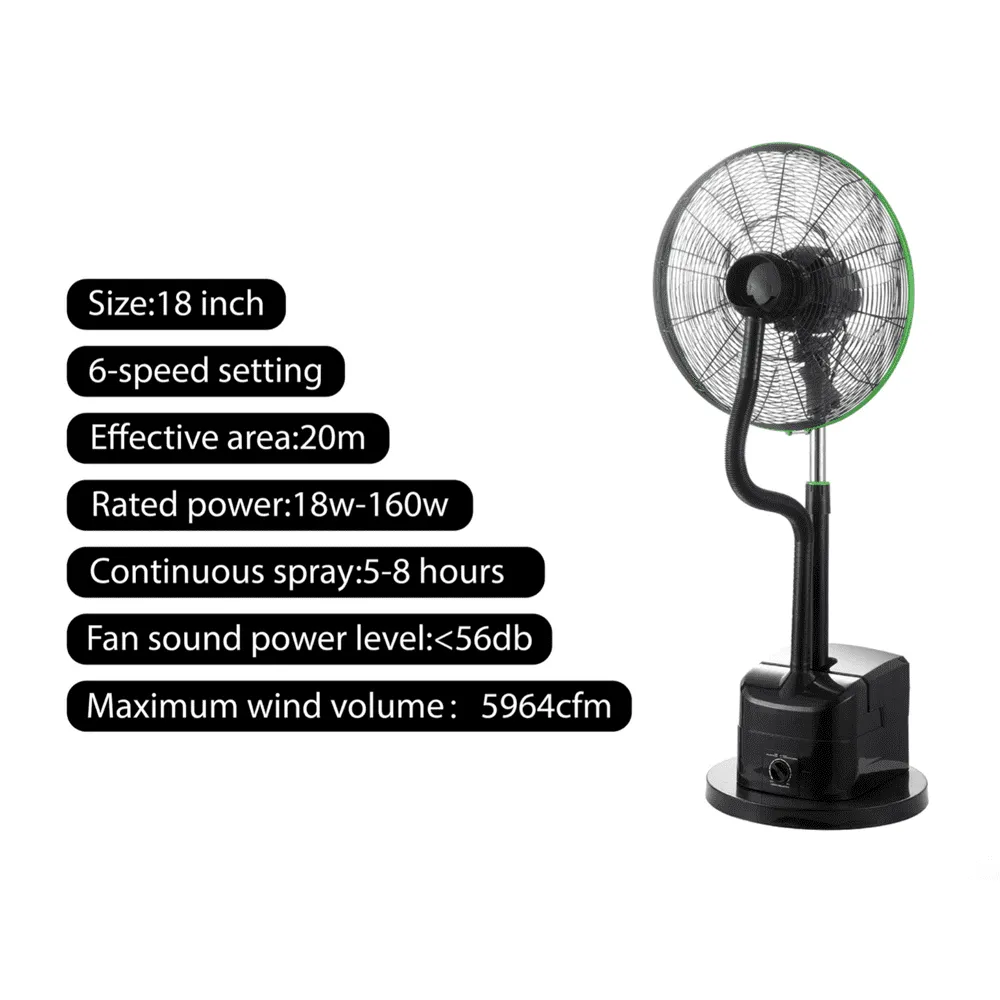 Cooling Misting Pedestal Fan-18inch