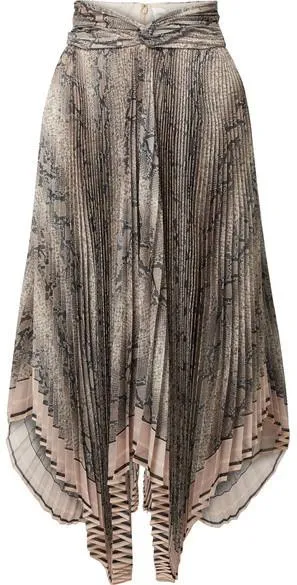 'Corsage' Cropped Snake-Print Pliss̩-Georgette Top and Skirt Set