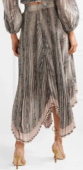 'Corsage' Cropped Snake-Print Pliss̩-Georgette Top and Skirt Set