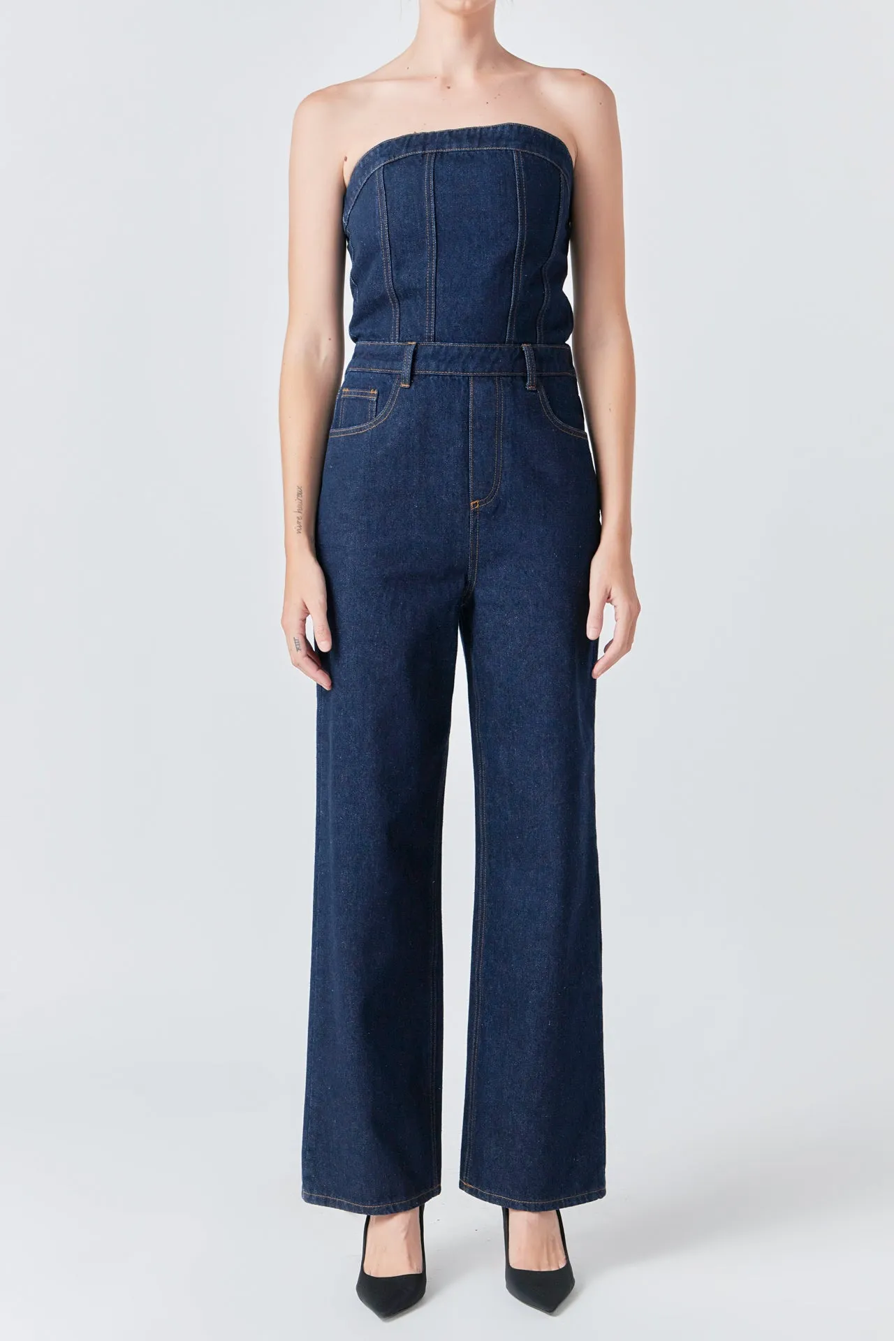 Corset Denim Jumpsuit