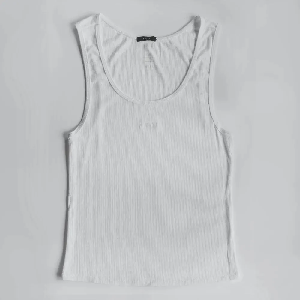 Creo Classic Ribbed Tank Top White