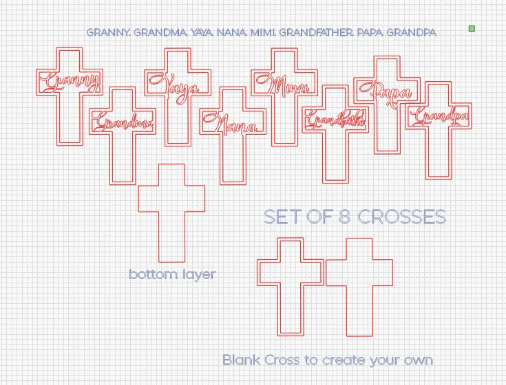 CROSSES: Grandparent Bundle with Base SVG File Laser Ready Glowforge