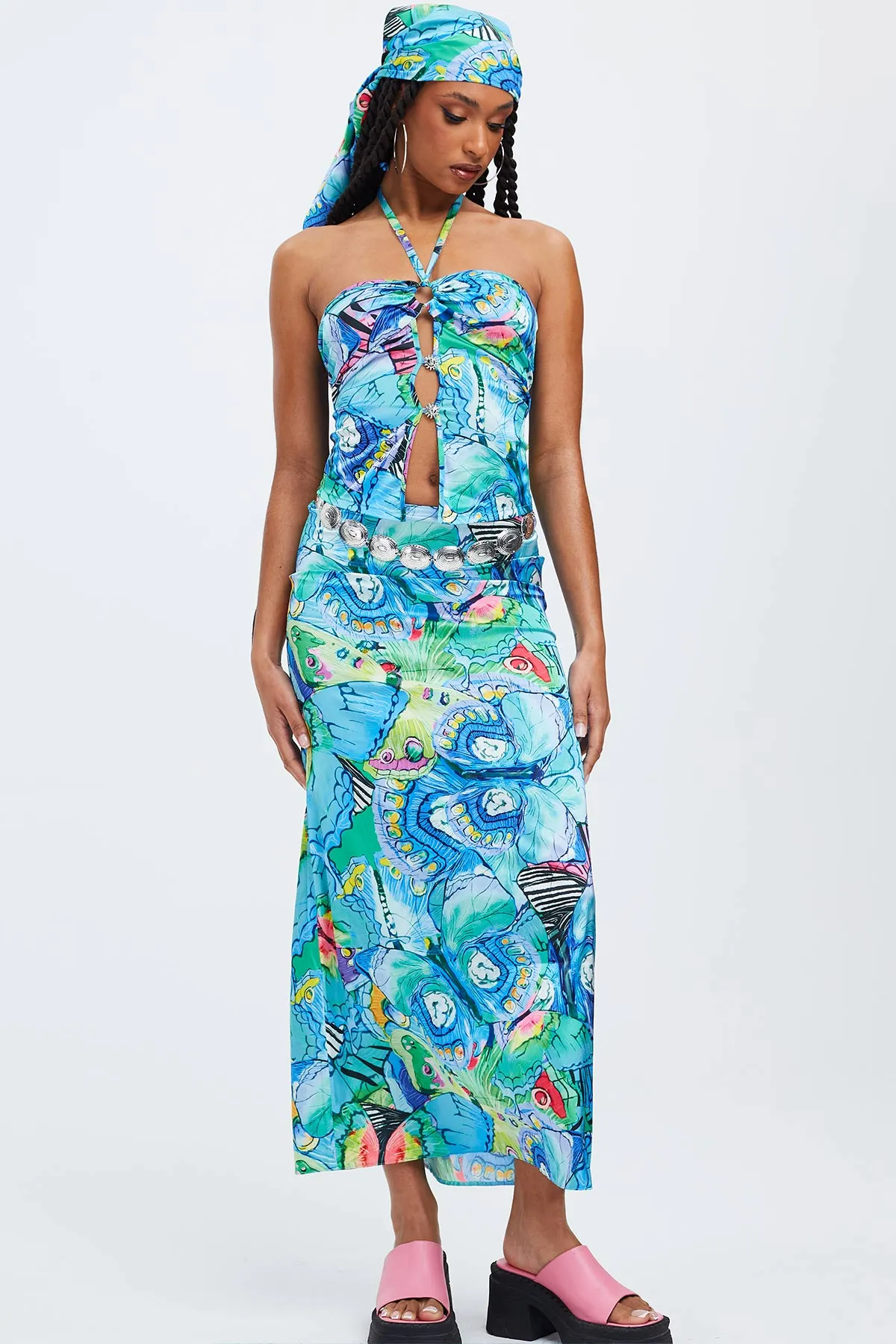 Dazed Butterfly Printed Maxi Skirt