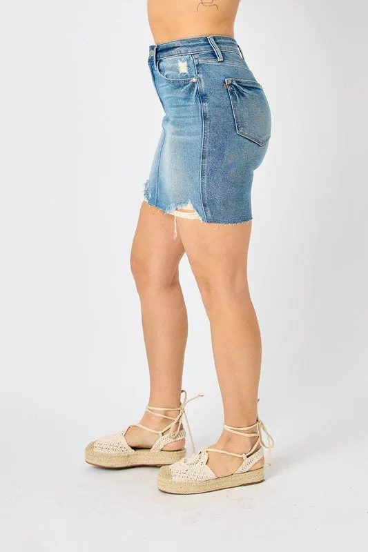 Distressed Denim Skirt - Judy Blue