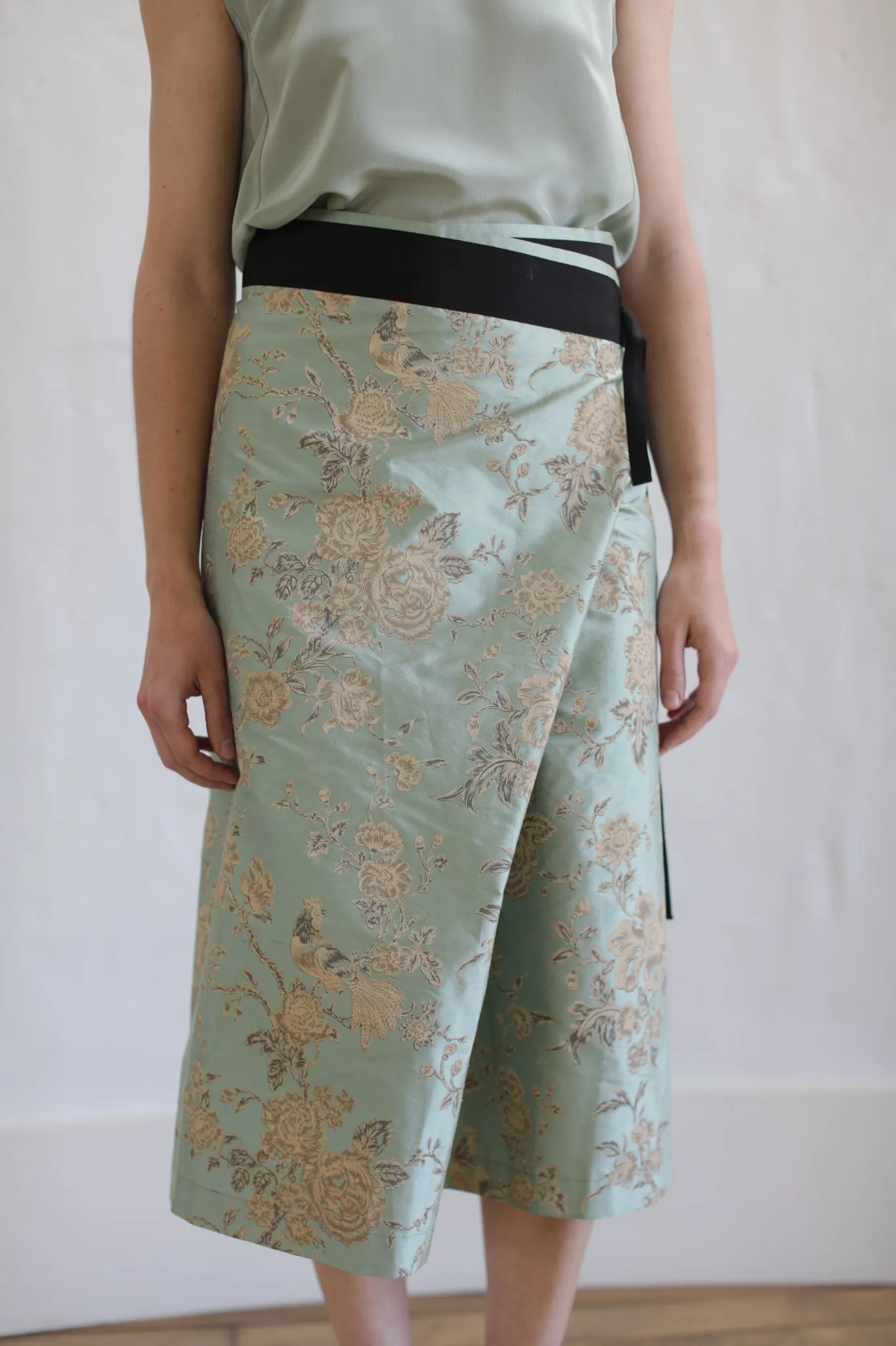 Dupioni Petal Wrap Skirt | Jade