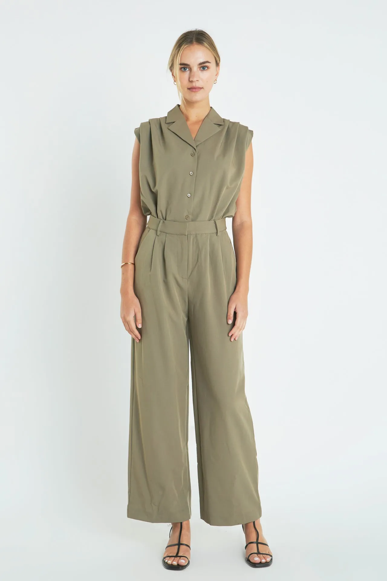 English Factory - Pleated Sleeveless Jumpsuit