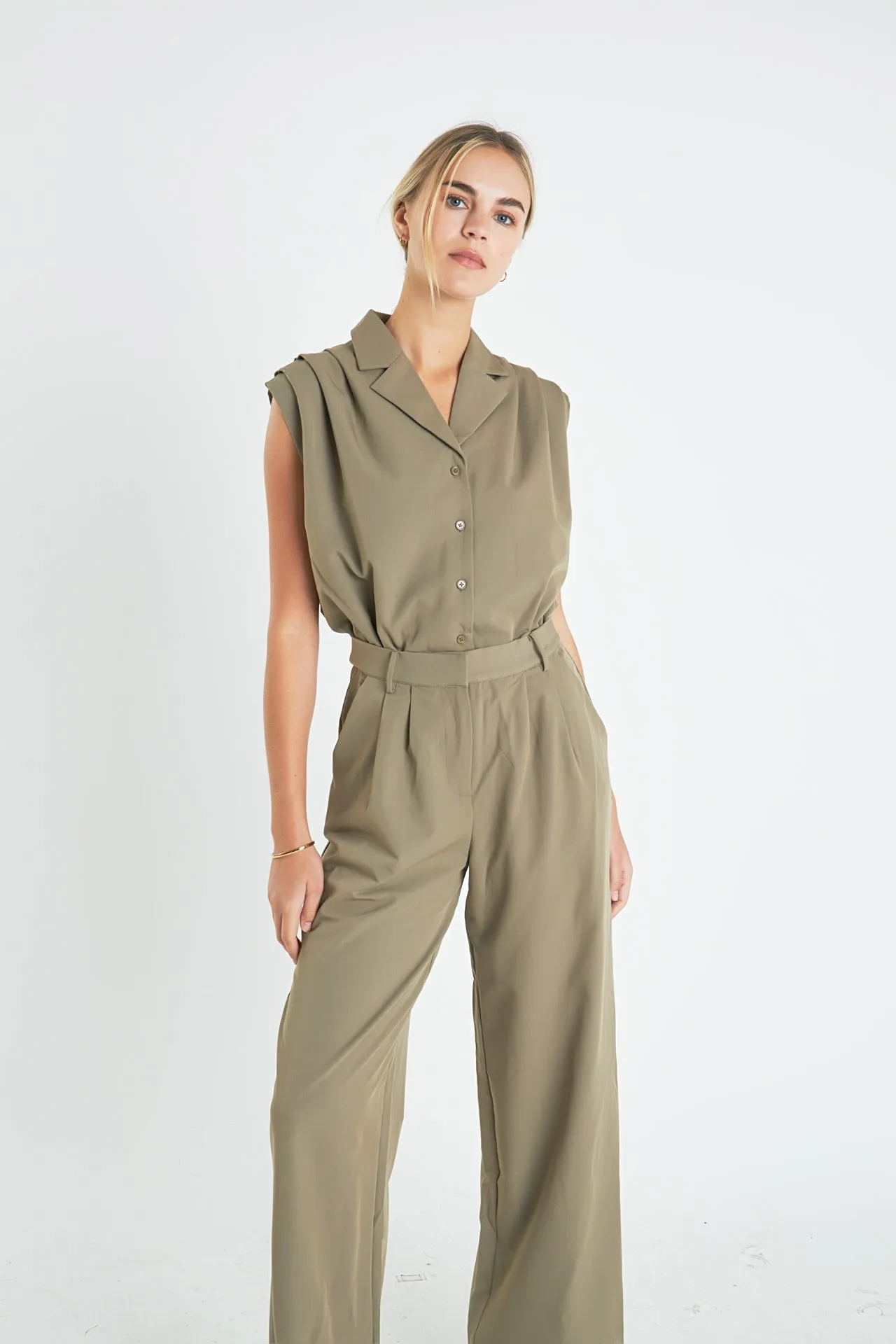 English Factory - Pleated Sleeveless Jumpsuit