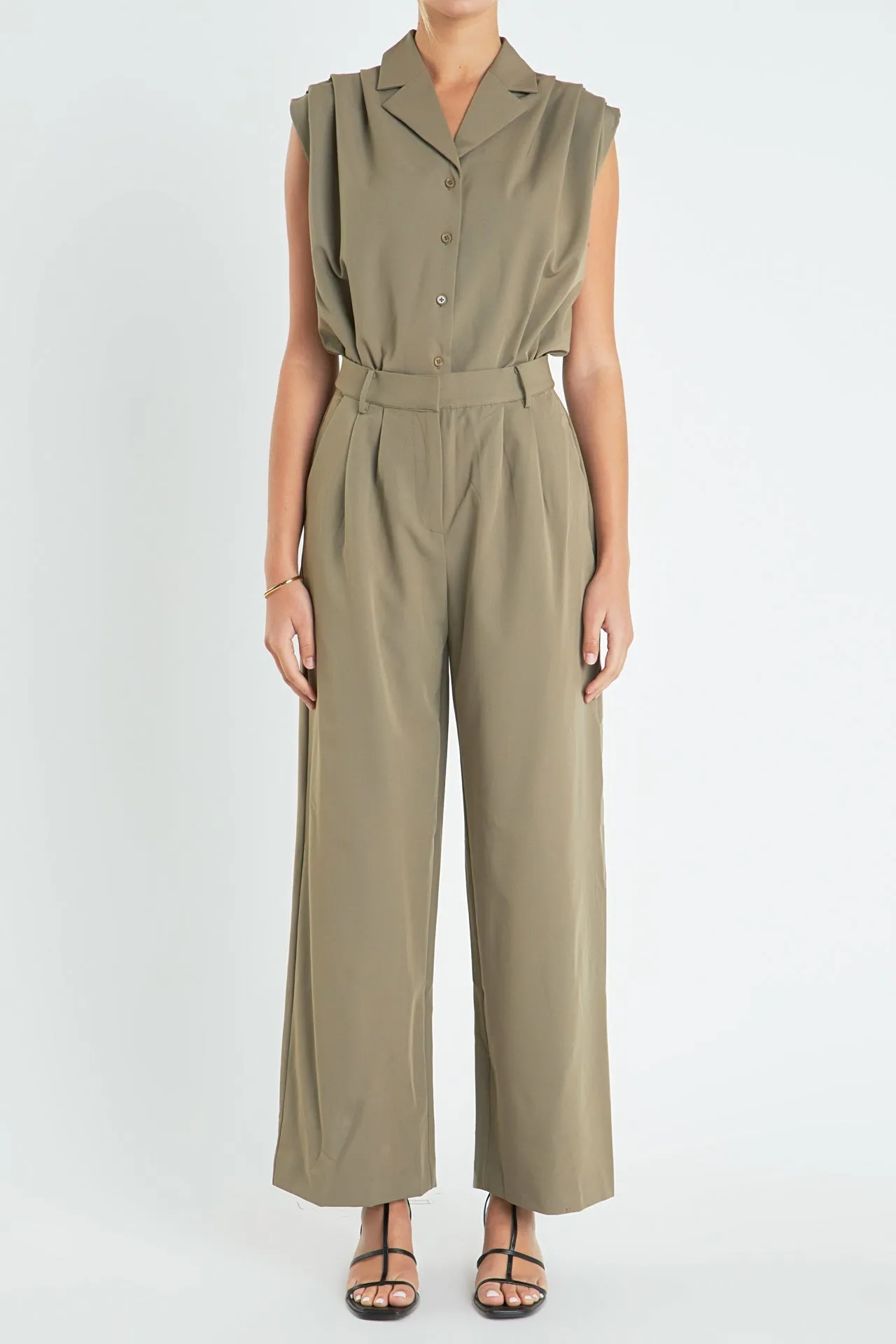 English Factory - Pleated Sleeveless Jumpsuit